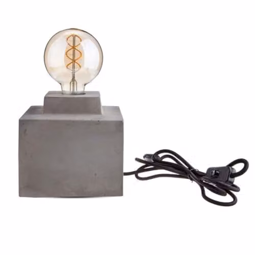 Lampada LED da Tavolo Quadrata con Portalampada E27 (Max 60W) Base in Calcestruzzo