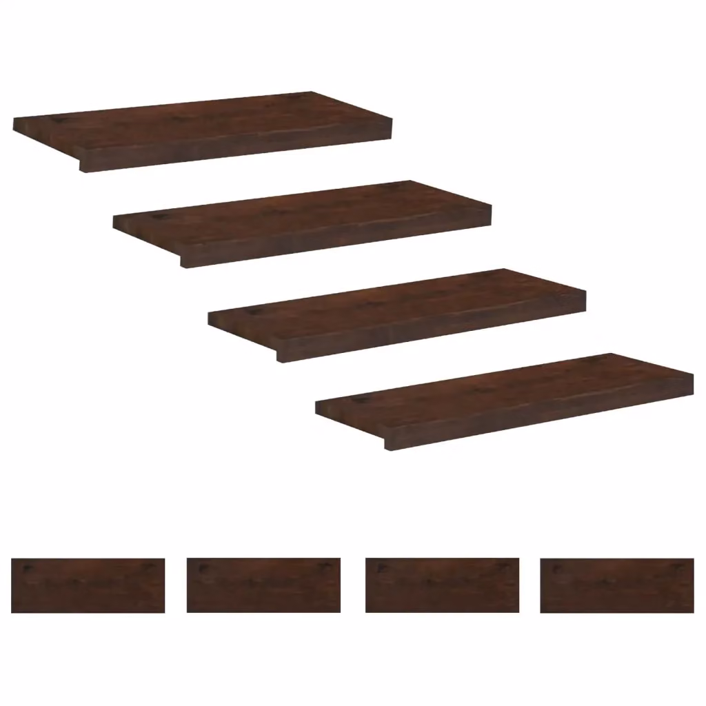 Set di 8 tappeti per scale vidaXL in legno di faggio, colore marrone, L 80 x P 25 x H 2 cm