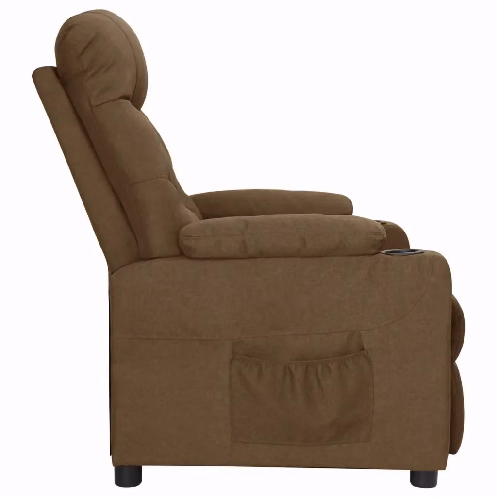 Poltrona Reclinabile Relax vidaXL in Tessuto Marrone con Braccioli e Regolazione Manuale – 2