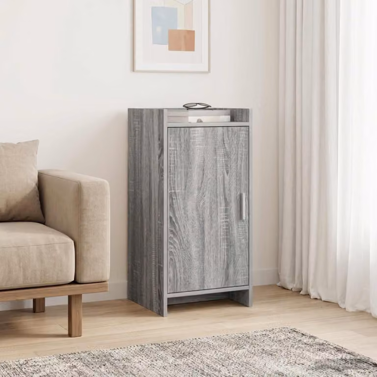 Credenza moderna vidaXL in legno ingegnerizzato e metallo, colore grigio, L 40 cm x P 36 cm x H 80 cm