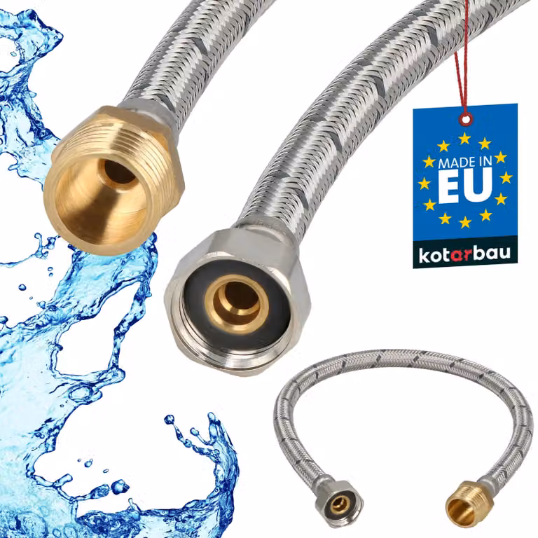 KOTARBAU® Tubo Flessibile per Rubinetto 1/2" x 1/2" Rinforzato 50cm Tubo Flessibile Rubinetto Cucina Maschio x Femmina Acciaio Inox