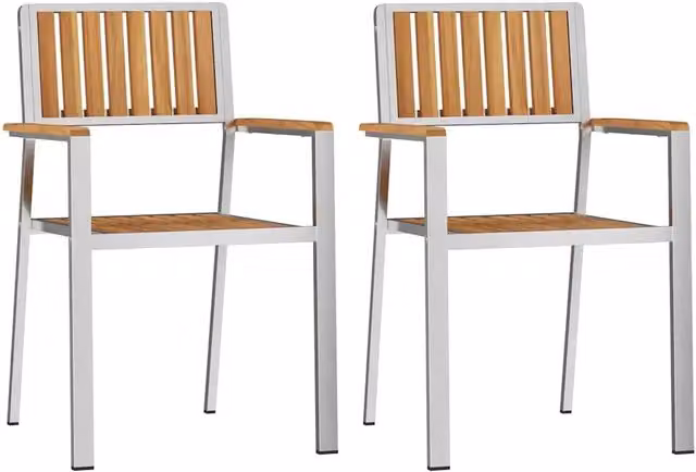 Sedia da Giardino 2 pz | Sedie da Esterno Marrone Legno di teak solido