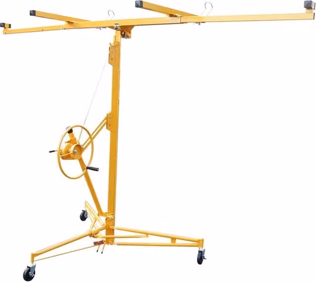 Dispositivo di sollevamento Bourget per cartongesso, OSB, MDF e truciolato, colore giallo, altezza di sollevamento 4,7 m