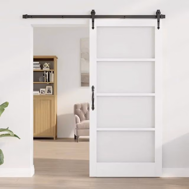 Porta Interna Moderna vidaXL in Legno e Vetro Bianco e Trasparente L: 93 cm, H: 202 cm