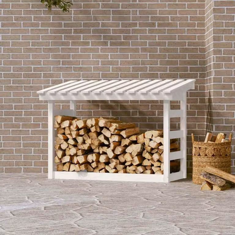 Mobile Portalegna vidaXL in legno massello di pino bianco, L 108 cm, P 64,5 cm, H 78 cm