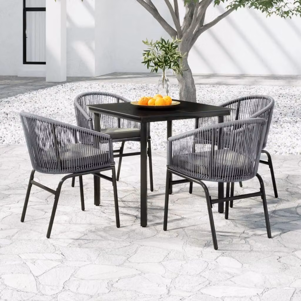 The Living Store Set da pranzo da giardino 5 pz. Set da pranzo da giardino grigio
