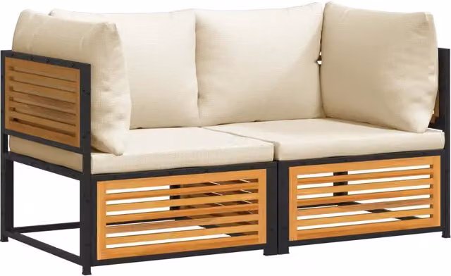 Set Divani da Giardino 2pz | Set Salotto da Giardino con Cuscini Legno Massello di Acacia
