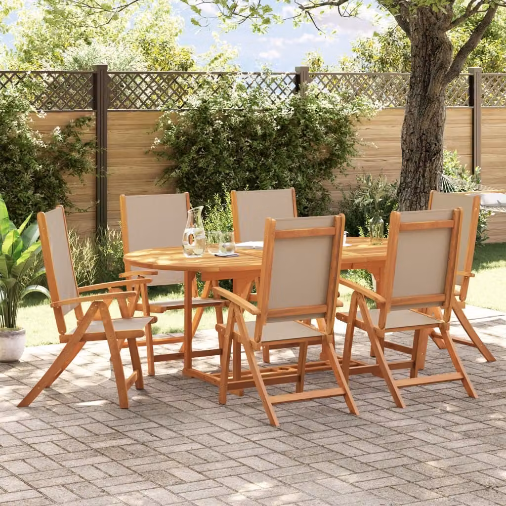 Maison Exclusive - Set da pranzo da giardino a 7 pezzi in legno massello di acacia e Textilene