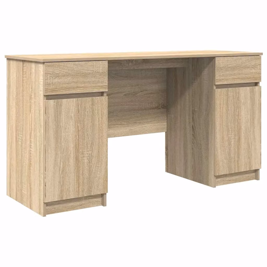 Scrivania moderna vidaXL in legno color rovere marrone L: 140 cm, P: 49 cm, H: 76 cm – 2