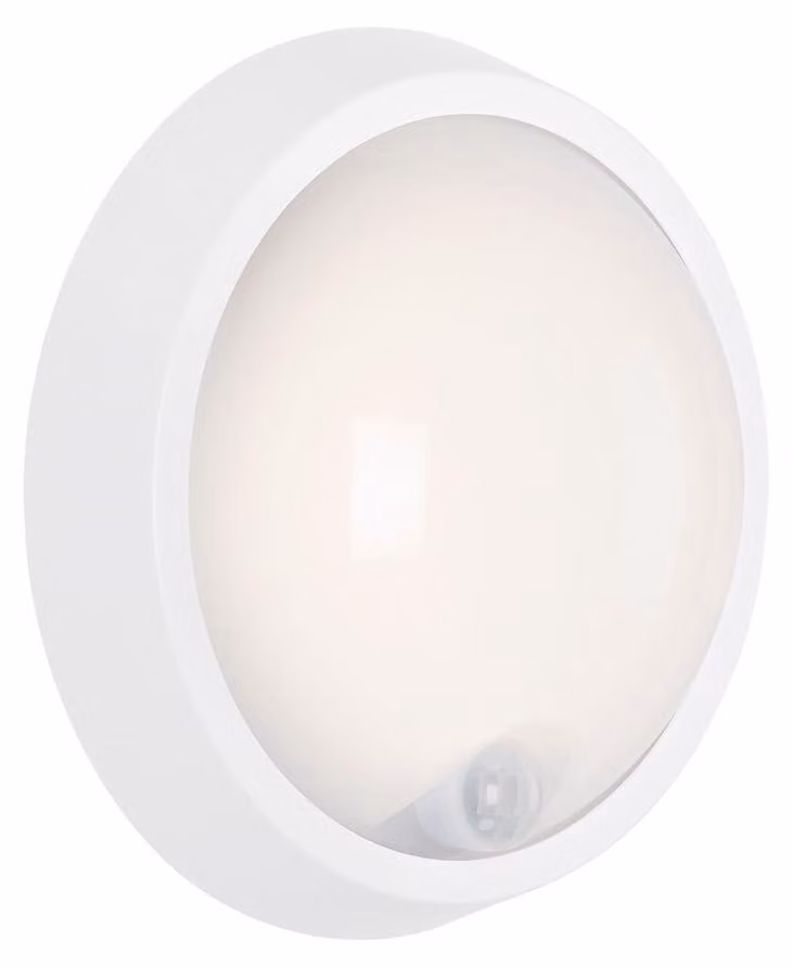 BRILONER HELSINKI Lampada da parete a LED senza fili, IP44 protezione dagli spruzzi d'acqua, sensore di movimento, sensore crepuscolare, portata 8 m, bianco, 17 x 7 cm
