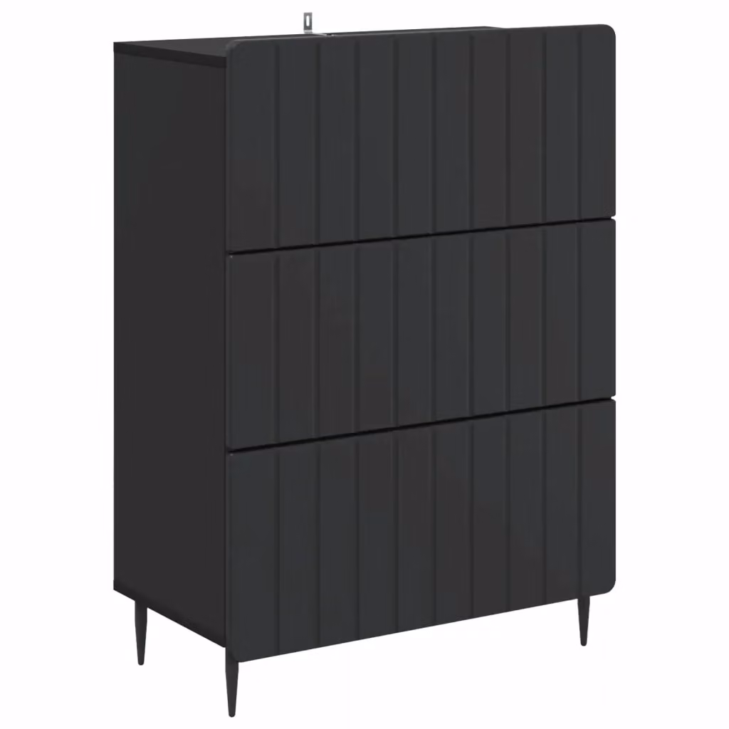 Mobile con Cassetti Moderno vidaXL in Legno MDF e Metallo Nero L: 66 cm, P: 34,5 cm, H: 92 cm – 2