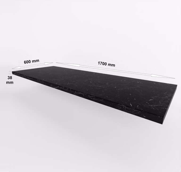 Piano di lavoro da 170 cm, spessore 38 mm, in marmo ROMA opaco, per cucina. Modelli disponibili: Siena, Monza, Arona