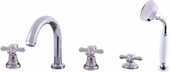 MORAVA RETRO Miscelatore vasca a 5 fori in ottone cromato