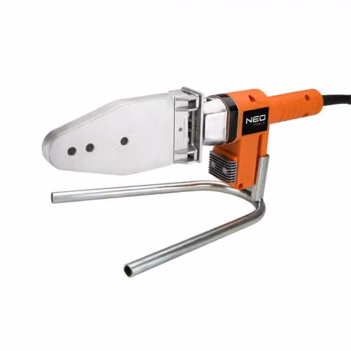 NEO TOOLS saldatrice per tubi in plastica 900W, per tronchetti e tubi: PE, PP, PB con Ø fino a 63 mm, alimentazione 230V, 50Hz, peso 6,6 kg, temperatura della testa 260°C, telaio, valigetta
