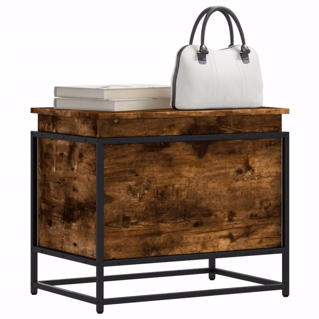 Contenitore con coperchio vidaXL in stile industriale, colore Rovere Fumo, L 60 cm x P 40 cm x H 51,5 cm