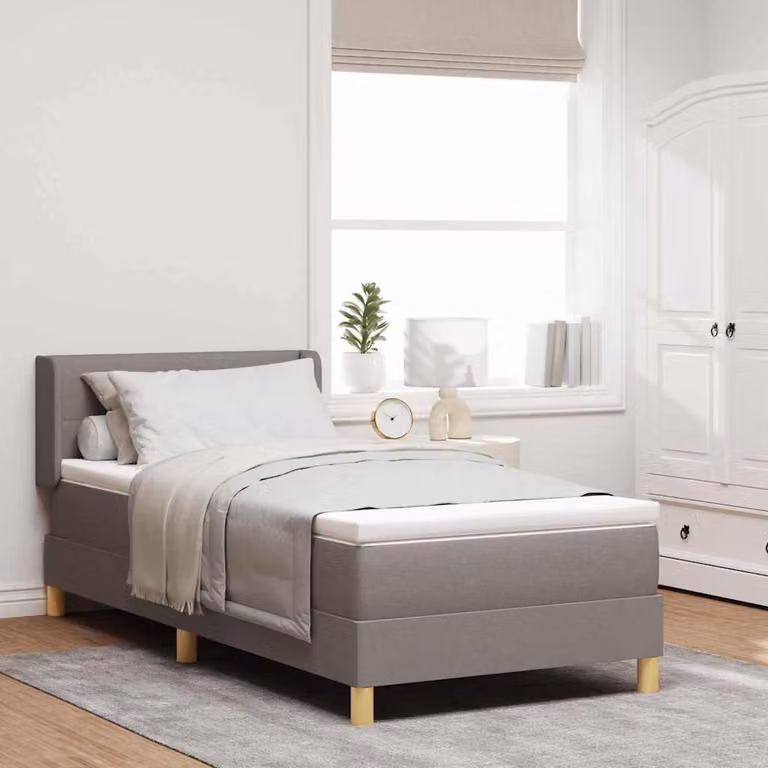 Maison Exclusive - Letto boxspring con testiera color taupe, 200 x 90 cm, rivestimento in tessuto