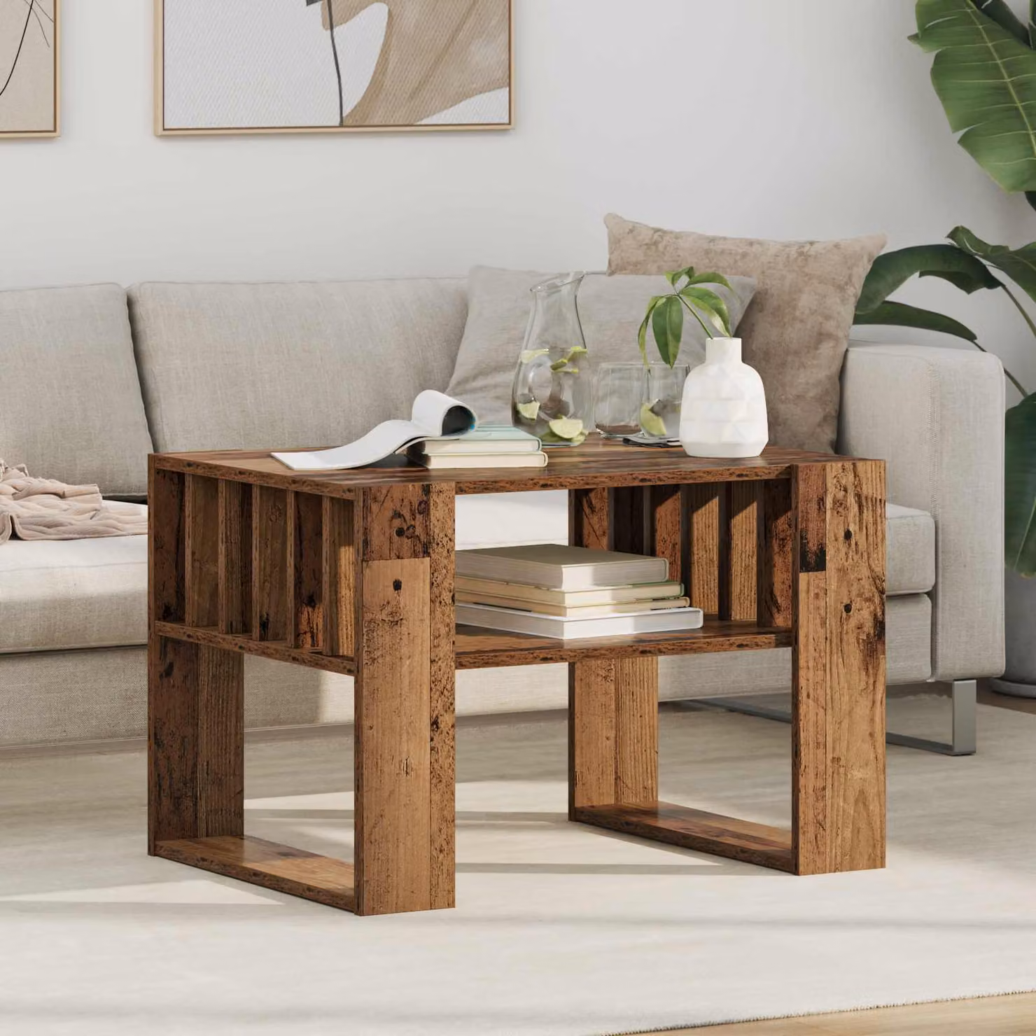 Tavolino da salotto moderno vidaXL in legno marrone L: 66 cm, P: 49,5 cm, H: 45 cm