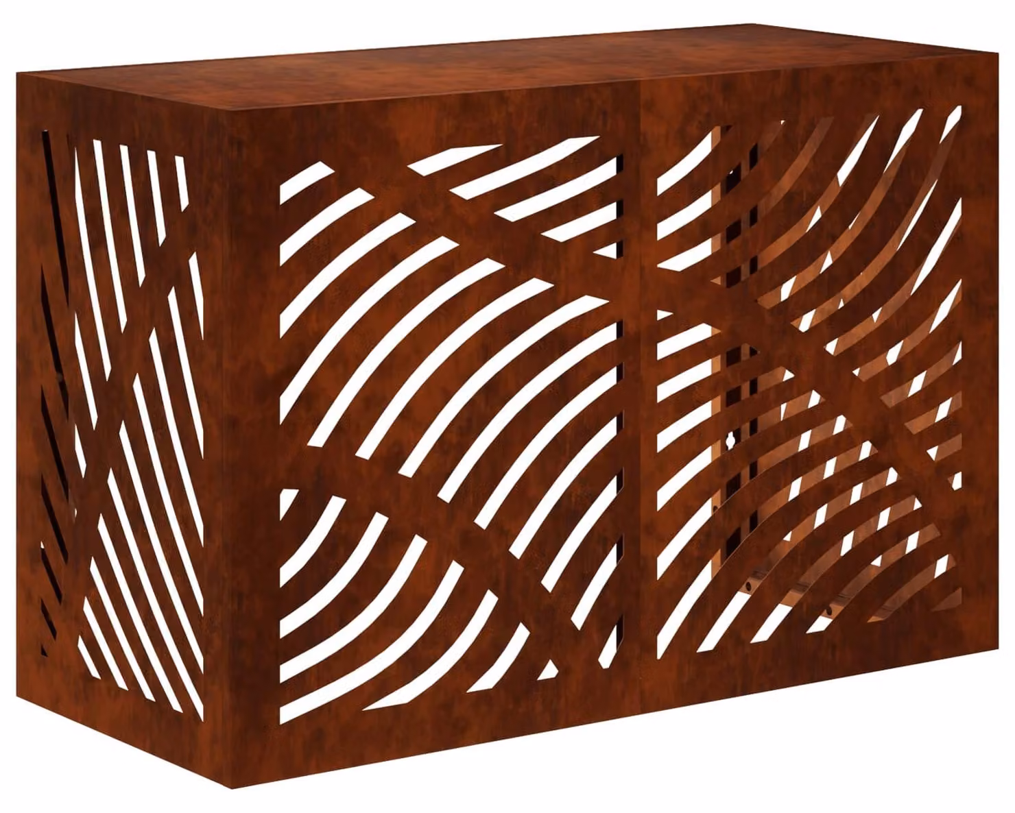 Copertura per condizionatori con finitura effetto ruggine, dimensioni 90 x 40 x 60 cm, realizzata in acciaio resistente agli agenti atmosferici