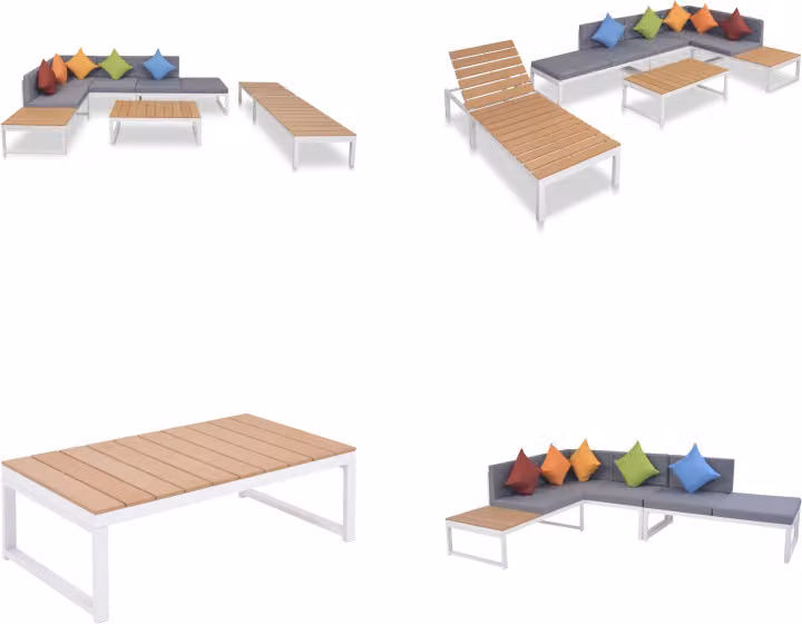 vidaXL Set di 5 pezzi da giardino con cuscini in alluminio e WPC - set di mobili da giardino - set di mobili da giardino - set di divani angolari - set di divani angolari