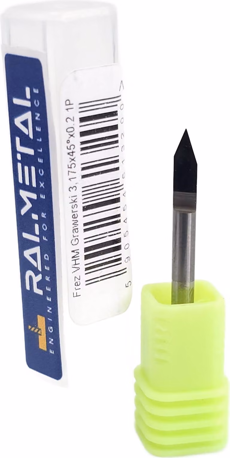 Fresa per incisione VHM 3,175 x 45° x 0,2 mm 1P