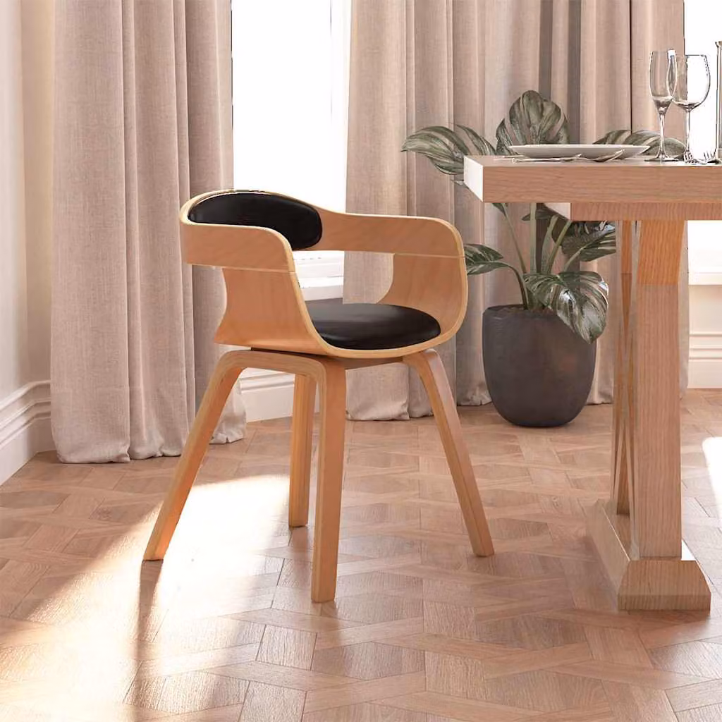 Sedia da pranzo vidaXL in legno e similpelle nera per cucina e sala da pranzo
