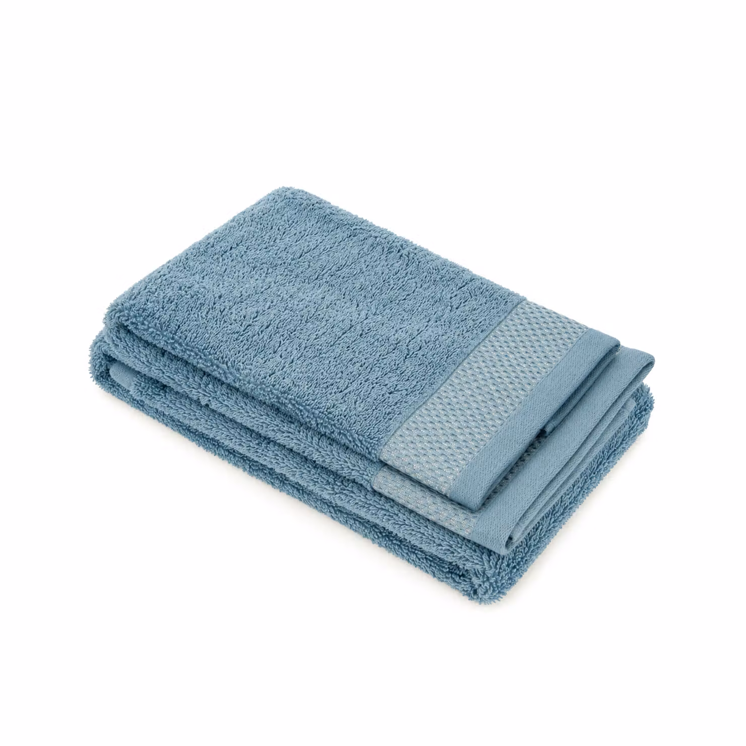 Set di asciugamani per viso e ospite Kasanova in cotone spugna azzurro con bordatura – 2