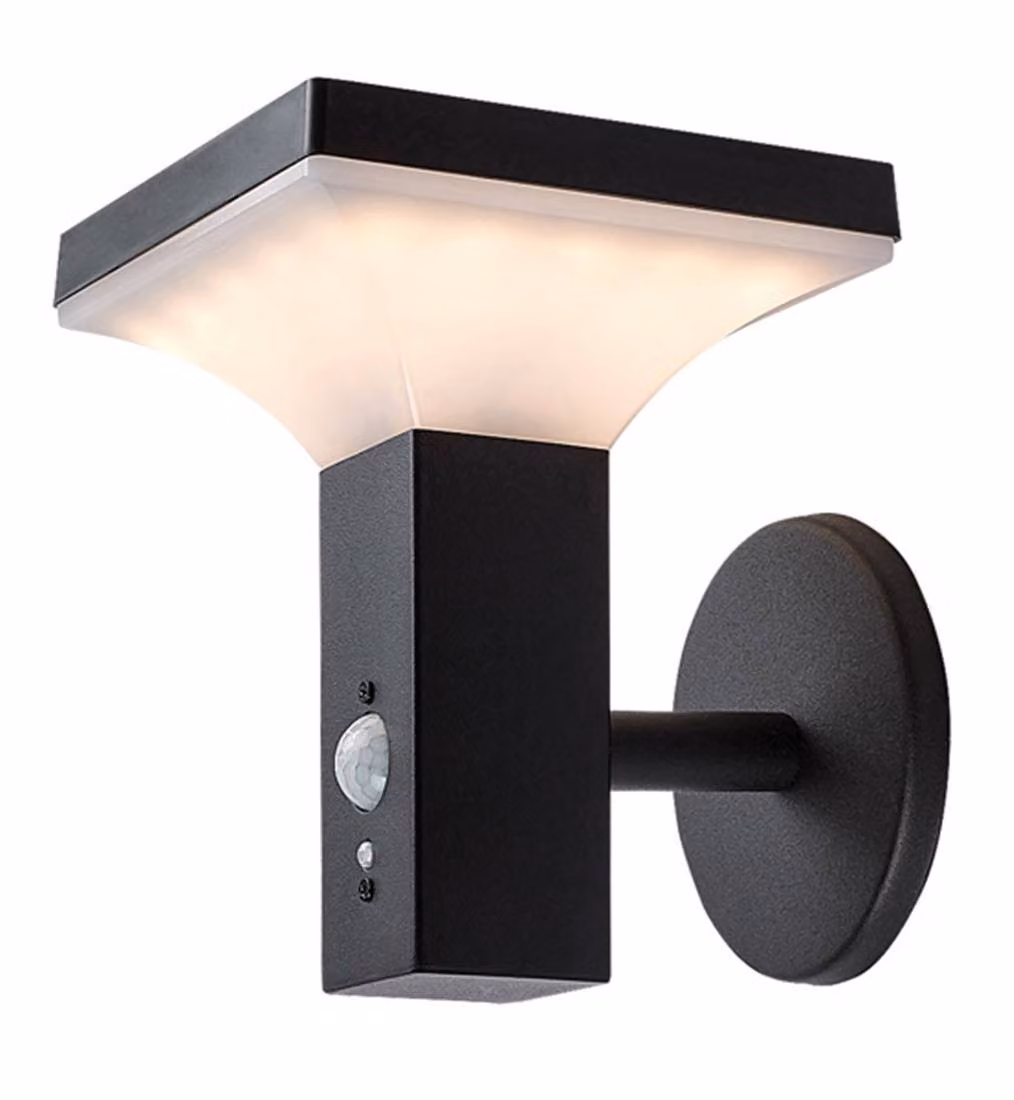 Rabalux Nero apparecchio LED solare da facciata con sensore di movimento Geleen 4W IP44 77044