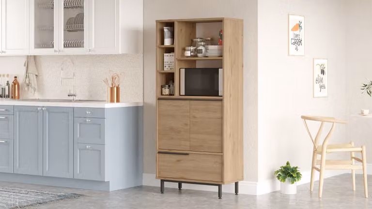 Skye Decor, On9A-S, mobile da cucina, 100% pannelli truciolari rivestiti in melamina, noce, 74,8 x 35,5 x 161,6 cm