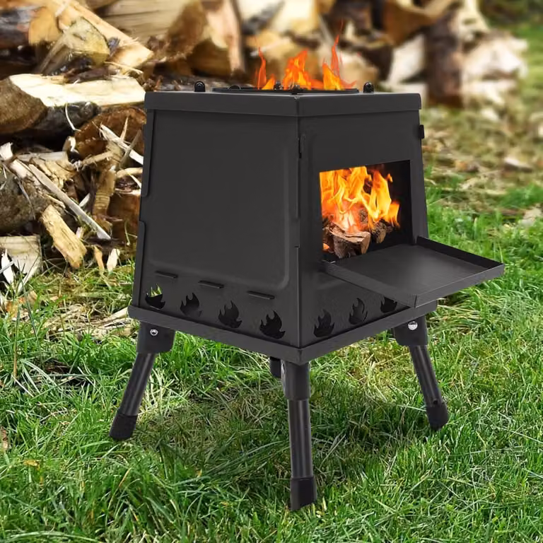 Stufa da giardino, stufa da campeggio - Nera - Acciaio al carbonio - 3,6 kg - Per uso esterno - Portatile
