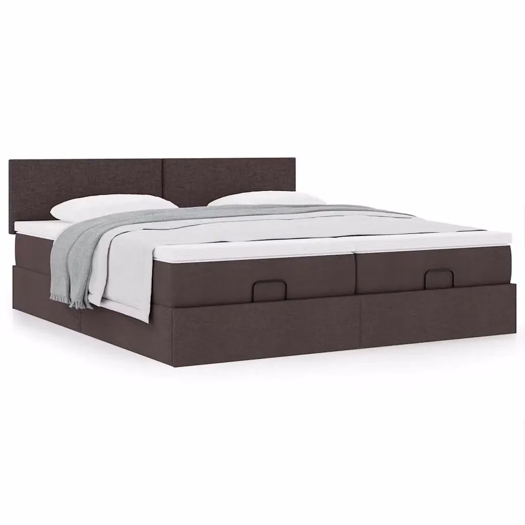 Letto con contenitore a sollevamento vidaXL in tessuto marrone e bianco L: 200 cm, P: 200 cm, H: 280 cm – 2