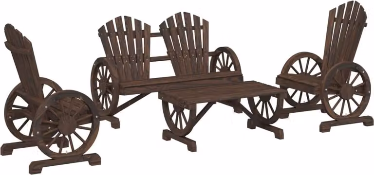 Set Salotto da Giardino 4 pz in Legno Massello di Abete