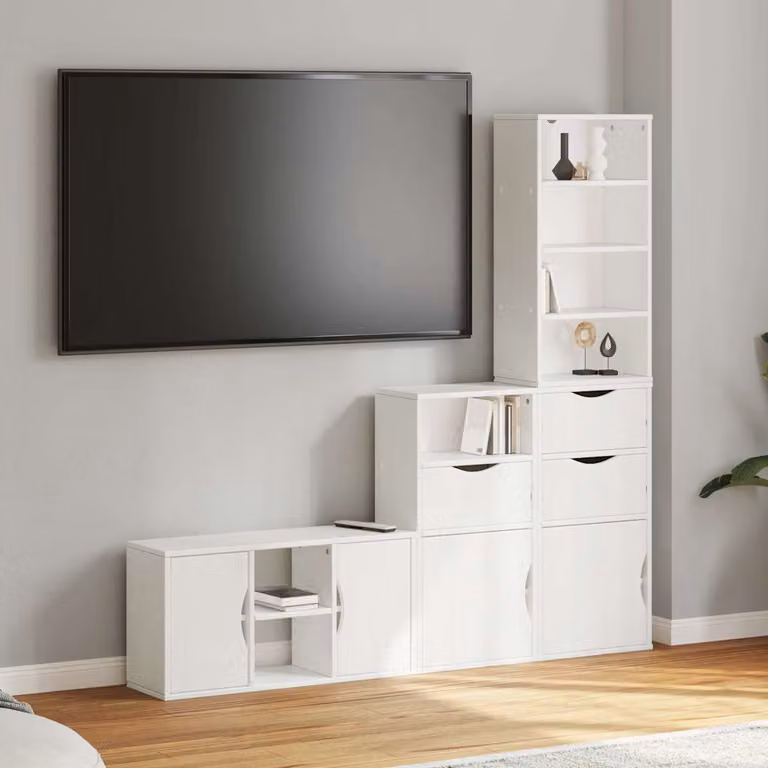 Set di 4 pezzi Mobile TV con Contenitore ODDA vidaXL in Legno di Pino Bianco Moderno