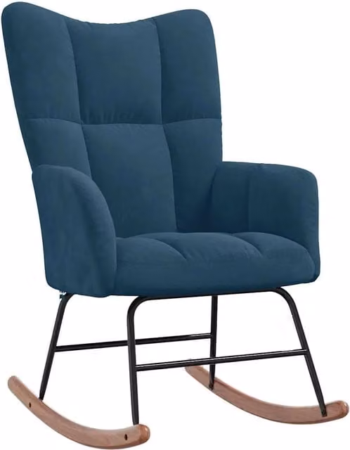 Sedia a Dondolo Blu in Velluto CFW6141126