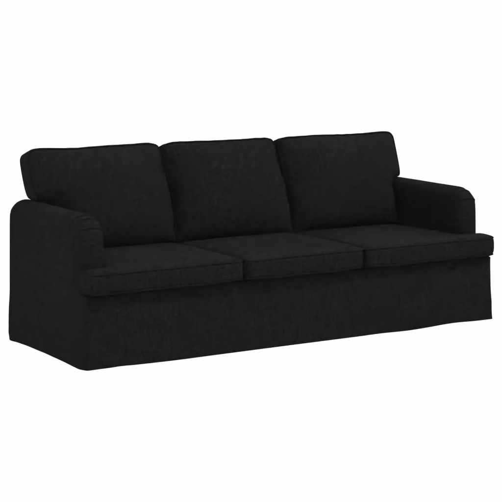 Divano vidaXL in tessuto nero con struttura in metallo e coperture rimovibili L: 201 cm, P: 80 cm, H: 85 cm – 2