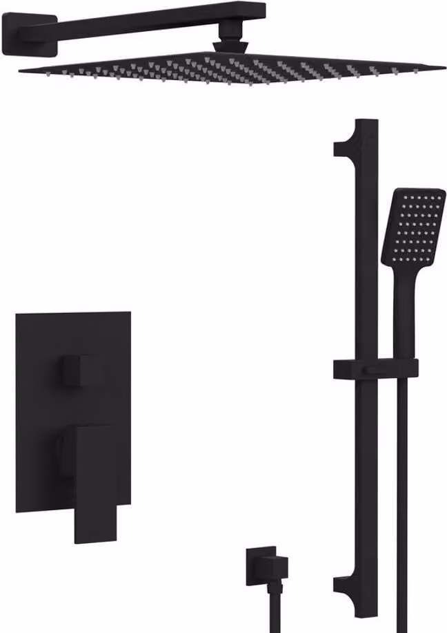 Miscelatore da incasso per doccia CUBEMIX, 2 uscite, nero opaco