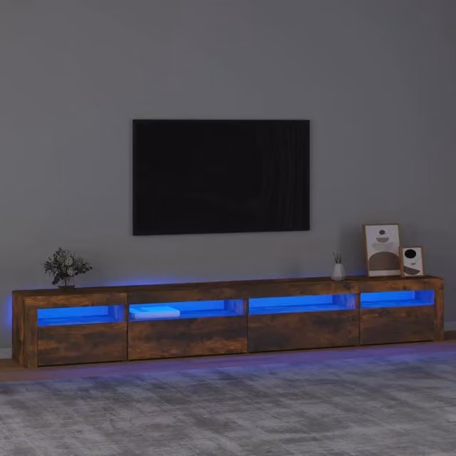 Mobile Porta TV con Luci LED-Mobile per TV-Credenza TV Rovere Fumo 270x35x40 cm