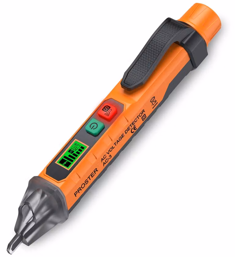 Tester di tensione senza contatto con sensibilità regolabile e torcia a LED