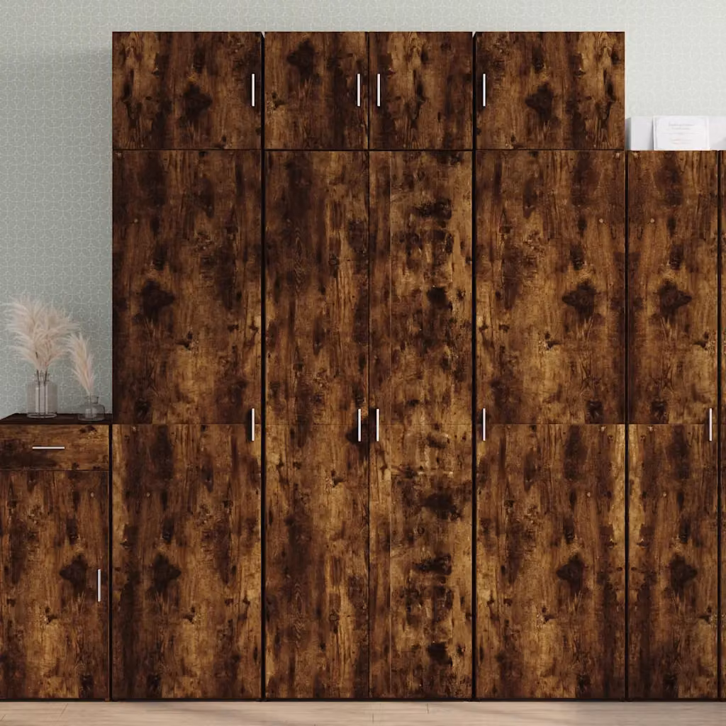vidaXL Credenza Moderna in Rovere Fumo e MDF, L: 70 cm, P: 42,5 cm, H: 185 cm