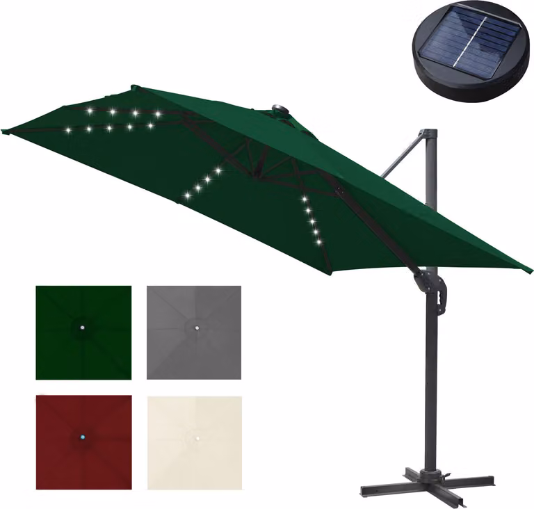 Clanmacy 300 cm Ombrellone da giardino con manovella, inclinabile, UV50+ Verde
