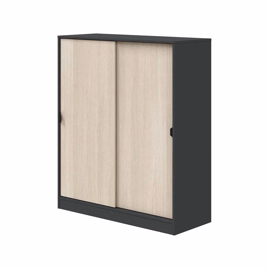 Armadio da camera DMORA Resana con ante scorrevoli e ripiani interni, Grigio Antracite, L: 40 cm, H: 119 cm – 2