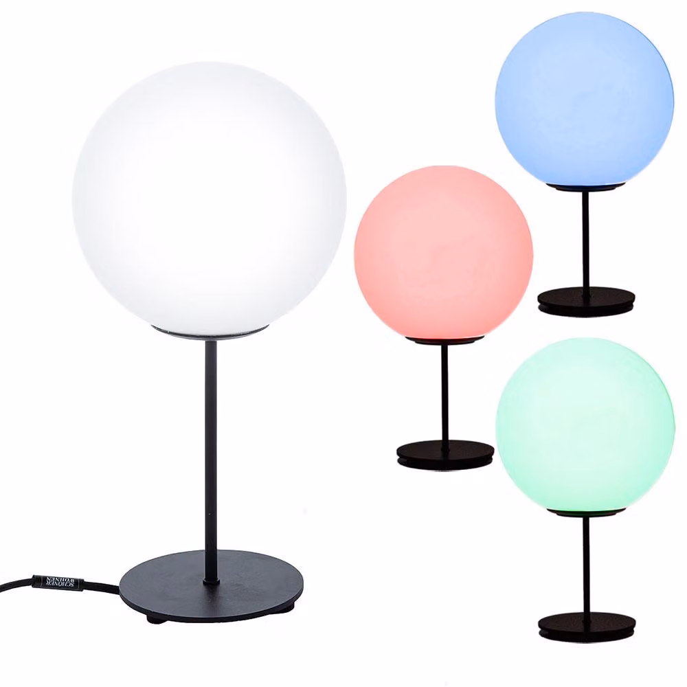 Lampada da tavolo LED RGB, in metallo e vetro, altezza 41,5 cm