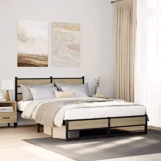Struttura Letto Design Mania in Rovere Sonoma e Metallo, L 140 x P 200 cm