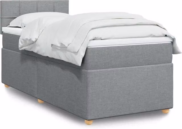 Letto Ibrido Moderno vidaXL con Materasso Grigio Chiaro e Struttura in Legno, L 80 cm x P 200 cm