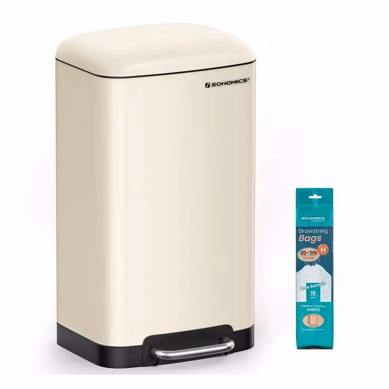 Pattumiera a Pedale 30 L, Bianco Beige