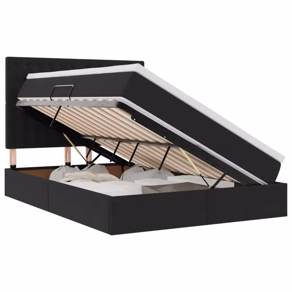 Letto con contenitore e materasso vidaXL in velluto nero L/P/H: 204 x 140 x 88 cm – 2