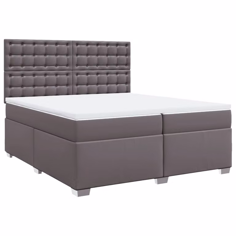Giroletto a Molle con Materasso Grgio 200x200 cm in Pelle finta