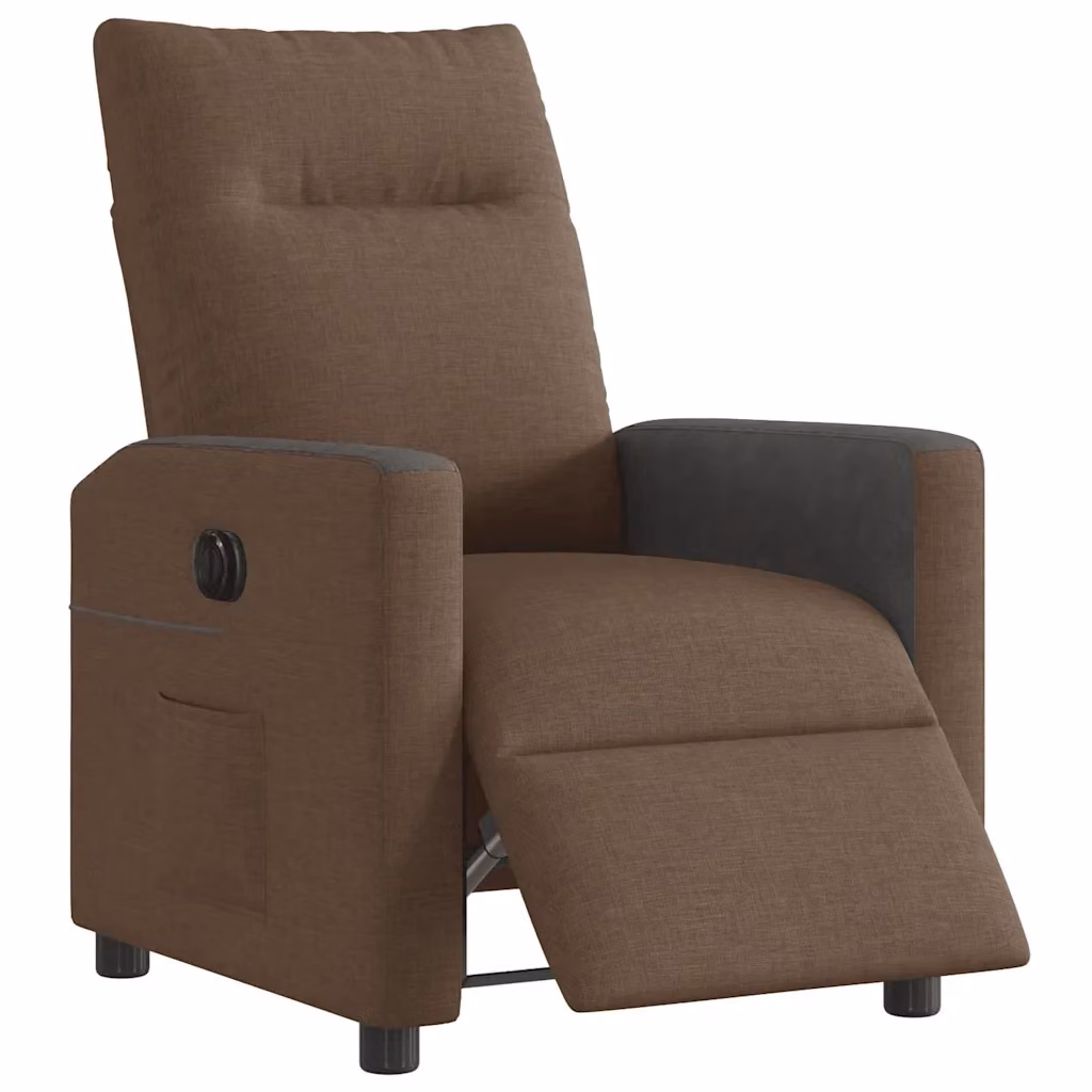 Poltrona Reclinabile Elettrica vidaXL in Tessuto Marrone con Braccioli e Funzione Auto-Return – 2