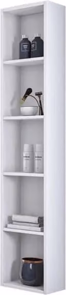 Colonna bagno sospesa modello Dh in bianco lucido con ripiani a giorno