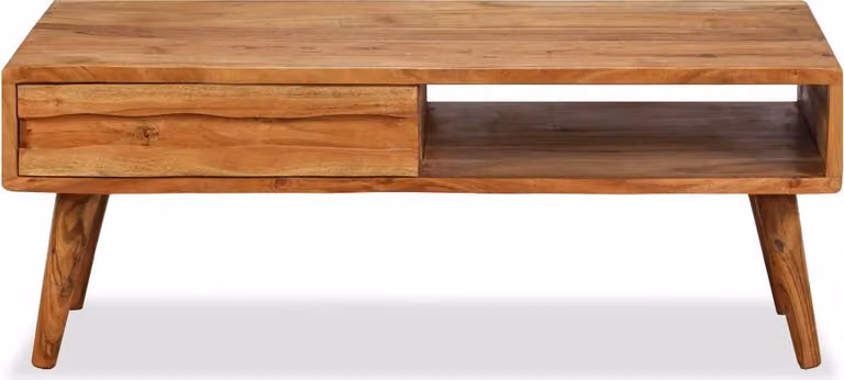 vidaXL Tavolino con cassetto in legno massiccio intagliato 100x50x40 cm