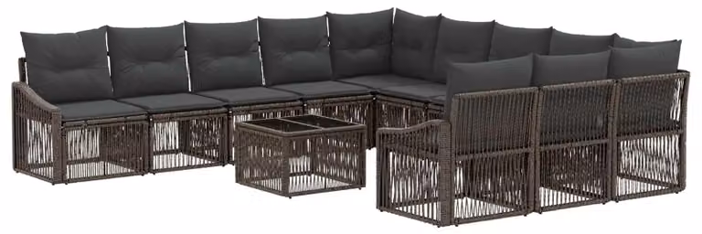 Set Divano da Giardino 12 pcs Grigio polyrattan